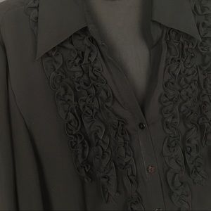 Ruffle Front Silk Blouse